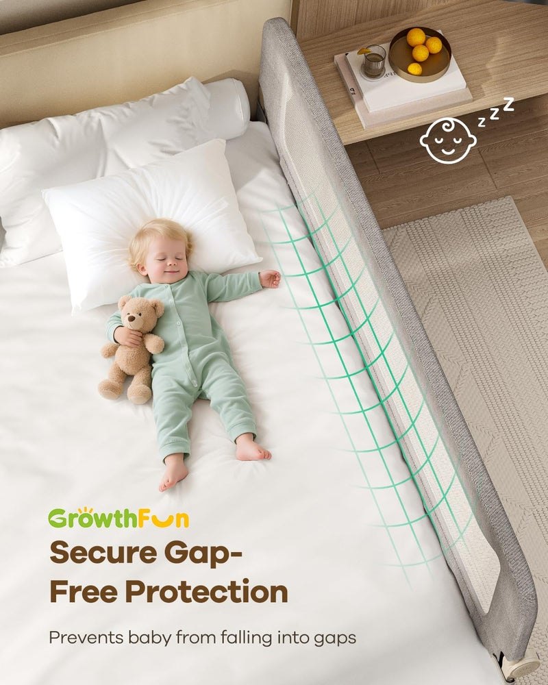 GrowthFun Foldable Bed Rail for Toddlers, 71in Reinforced Carbon Steel Frame&Connectors, Breathable Cationic Fabric - Safety Toddler Bed Rails for Queen, King, Twin, Full, No-Tool Setup. - Image 3