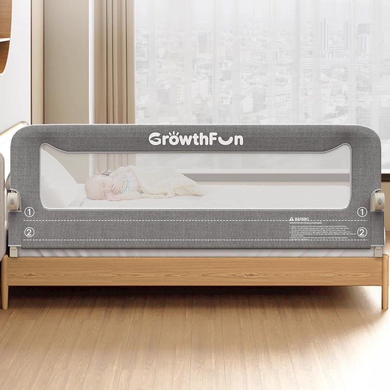 GrowthFun Foldable Bed Rail for Toddlers, 71in Reinforced Carbon Steel Frame&Connectors, Breathable Cationic Fabric - Safety Toddler Bed Rails for Queen, King, Twin, Full, No-Tool Setup. - Image 1