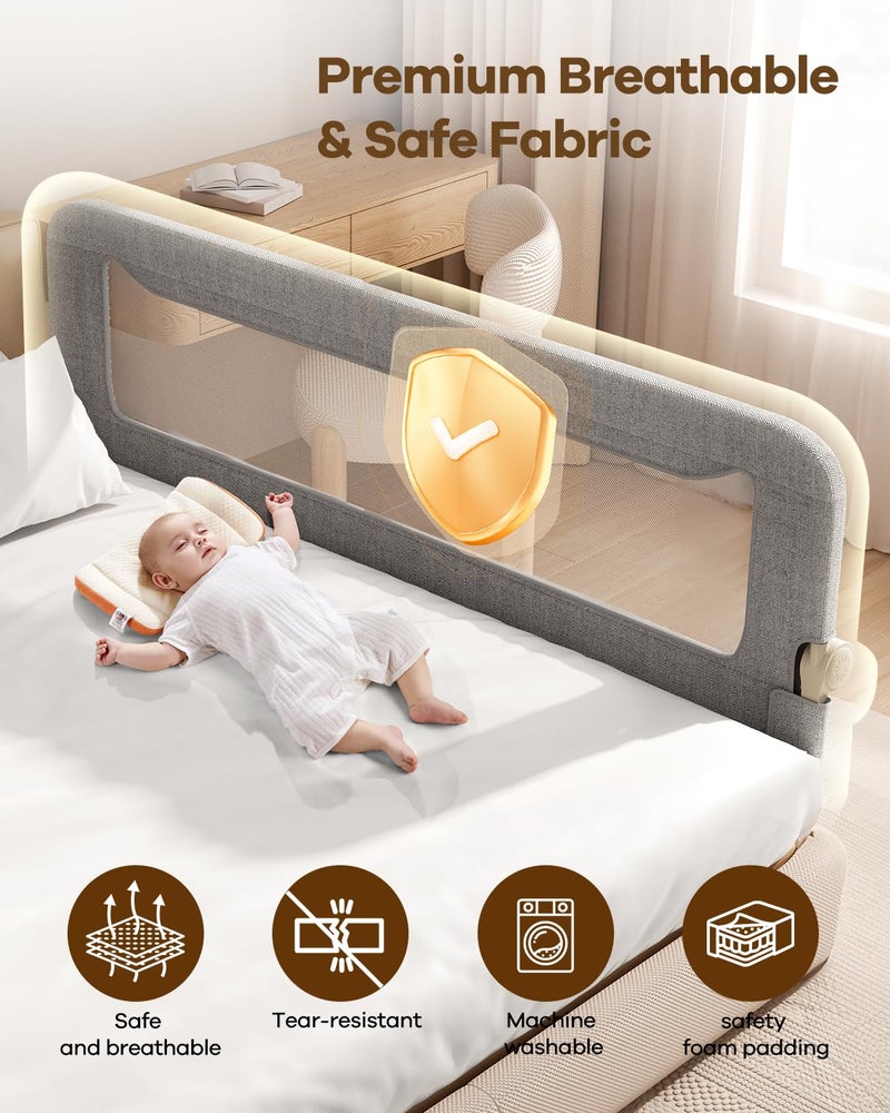 GrowthFun Foldable Bed Rail for Toddlers, 71in Reinforced Carbon Steel Frame&Connectors, Breathable Cationic Fabric - Safety Toddler Bed Rails for Queen, King, Twin, Full, No-Tool Setup. - Image 5