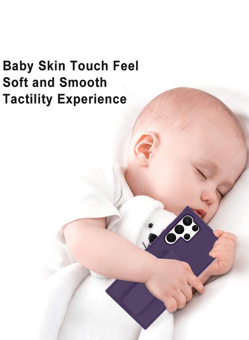 Wtech Hand Grip And Multi Stand Magnetic Car Mount Kickstand Finger Strap Case Cover For Samsung Galaxy S24 Ultra 5G 2024 Eggplant Purple - Image 2