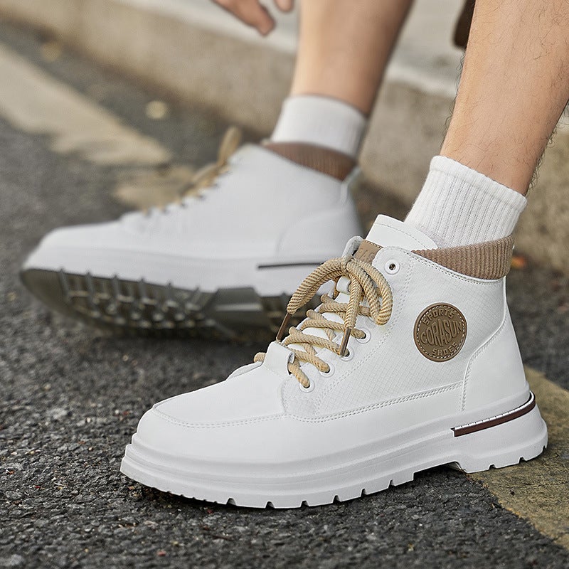 Boots Men'S Shoes High-Top Autum Outdoor Casual Thick-Soled Heightening Boys' Sports Work Boots Retro Work Boots - Image 5