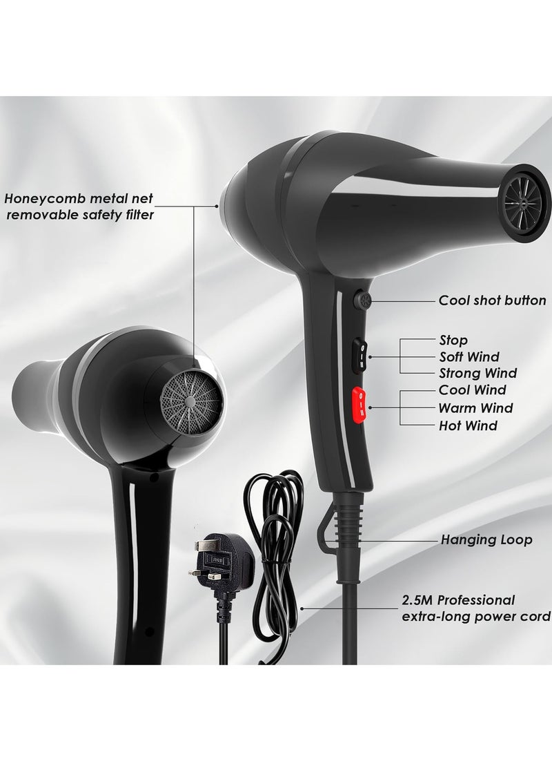 JUFU JUFU - Hair Dryer Professional Ionic Salon Hair Dryer 2300W Powerful Fast-Drying Ionic Hair Dryers with Diffuser, for Women Men - Image 1