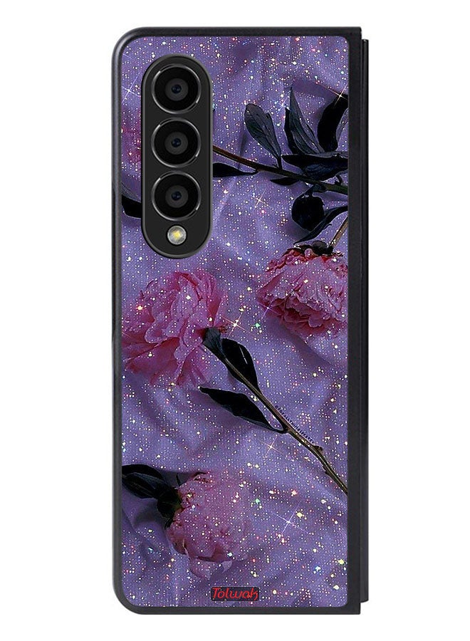 Tolwak Samsung Galaxy Z Fold 4 Protective Case Cover Glitter Roses - Image 1