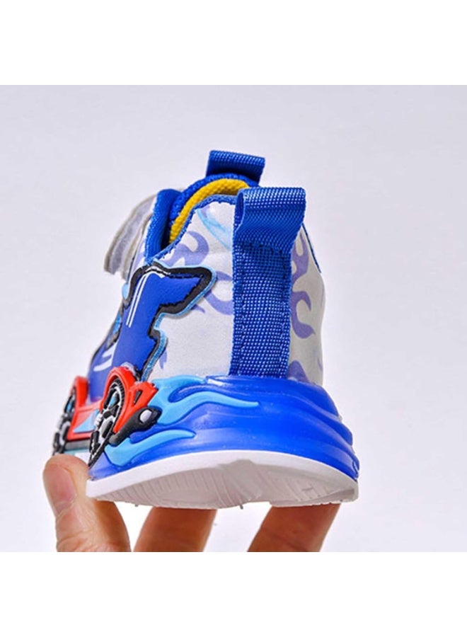 Kids LED Light-Up Sneakers for Boys – Sport Car Design Toddler Shoes with Hook and Loop Velcro Strap, Breathable Mesh, Anti-Slip Sole – Lightweight Casual Athletic Running Shoes for School, Perfect to Wear on Spring, Summer, Autumn, Winter – Available Sizes 26, 27, 28, 29, 30 - Image 4