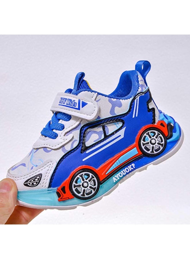 Kids LED Light-Up Sneakers for Boys – Sport Car Design Toddler Shoes with Hook and Loop Velcro Strap, Breathable Mesh, Anti-Slip Sole – Lightweight Casual Athletic Running Shoes for School, Perfect to Wear on Spring, Summer, Autumn, Winter – Available Sizes 26, 27, 28, 29, 30 - Image 3