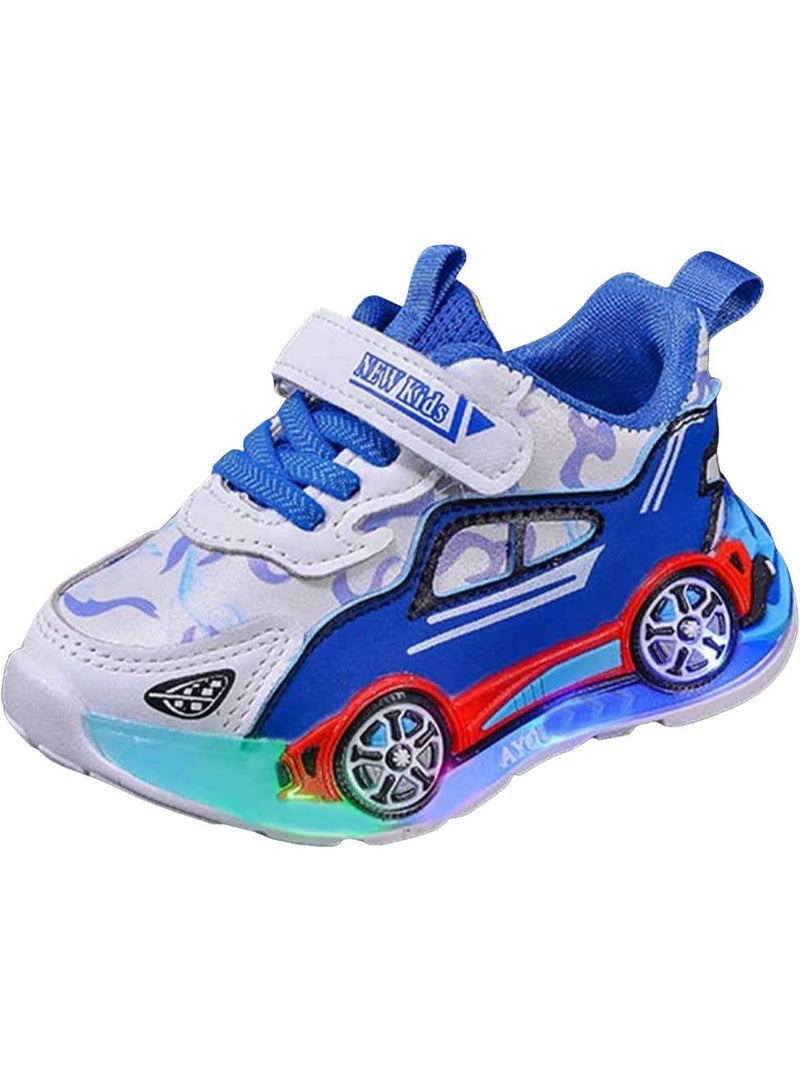 Kids LED Light-Up Sneakers for Boys – Sport Car Design Toddler Shoes with Hook and Loop Velcro Strap, Breathable Mesh, Anti-Slip Sole – Lightweight Casual Athletic Running Shoes for School, Perfect to Wear on Spring, Summer, Autumn, Winter – Available Sizes 26, 27, 28, 29, 30 - Image 2