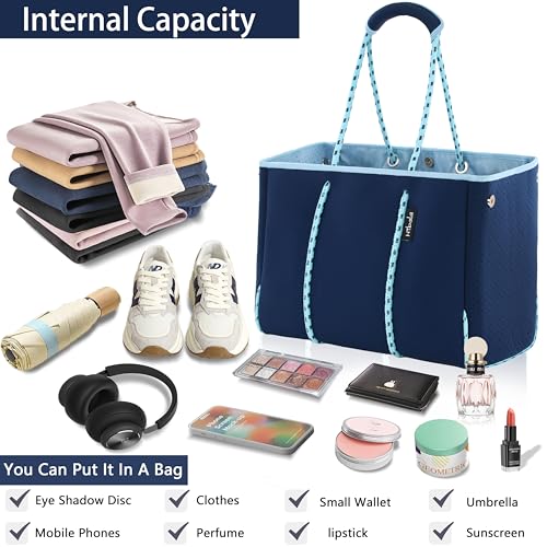 Hibala Neoprene Multipurpose Beach Bag,Gym/Travel/Pool Bag,Tote For Women&Men (Blue) - Image 2