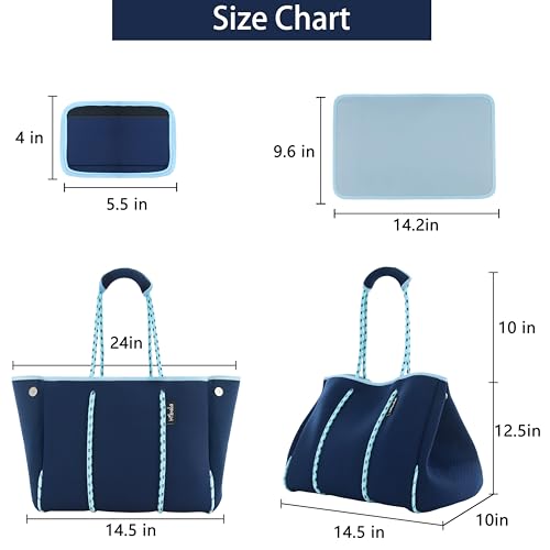 Hibala Neoprene Multipurpose Beach Bag,Gym/Travel/Pool Bag,Tote For Women&Men (Blue) - Image 4