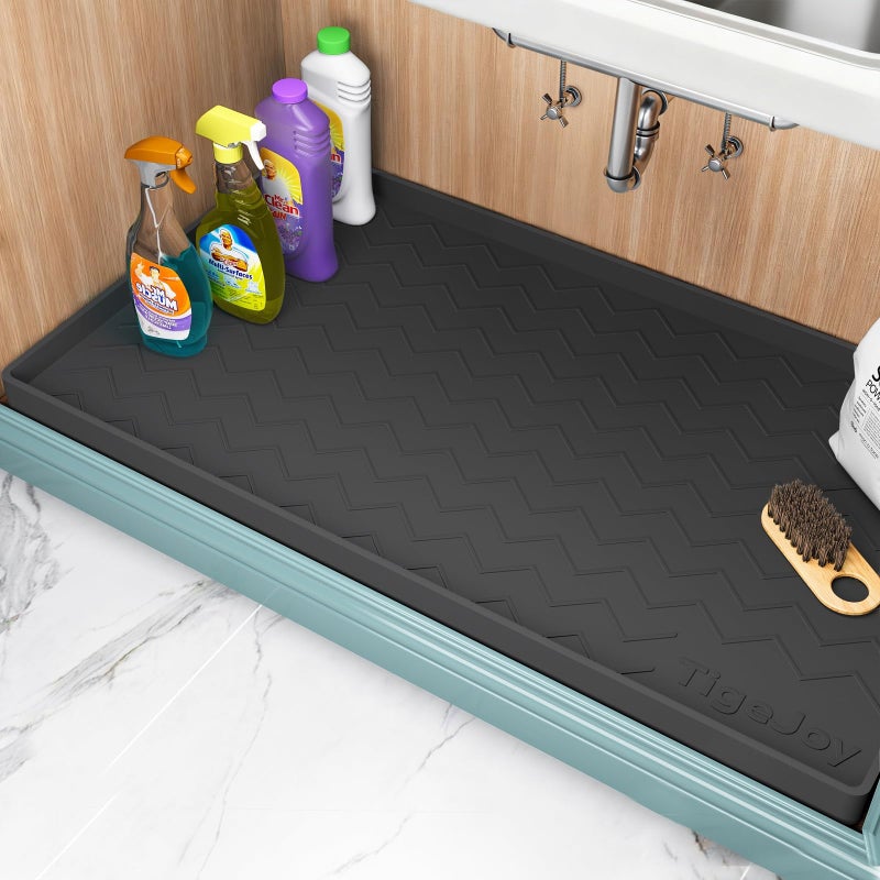 TigeJoy 34" x 22" Under Sink Mats for Kitchen Waterproof, Leak-Proof Silicone Mat Sink Protector and Cabinet Liner, Kitchen Essentials Organizer and Storage, Boot or Shoe Tray, Pet Feeding Mat - Image 1