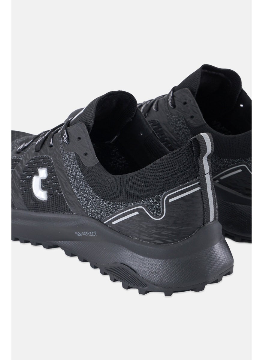 SJ Men Brand Logo Lace Up Outdoor Shoes, Black  - Image 2