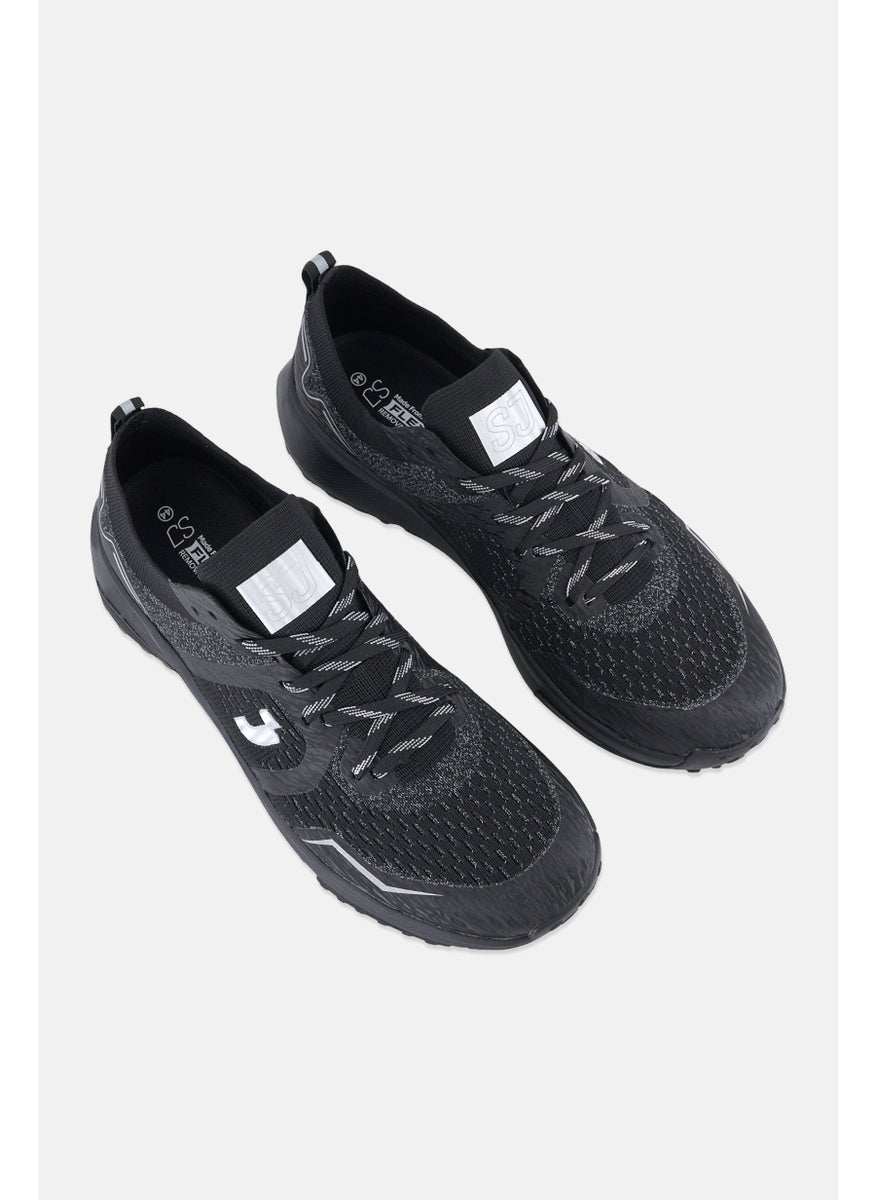 SJ Men Brand Logo Lace Up Outdoor Shoes, Black  - Image 4