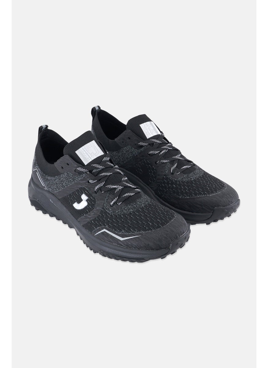 SJ Men Brand Logo Lace Up Outdoor Shoes, Black  - Image 1