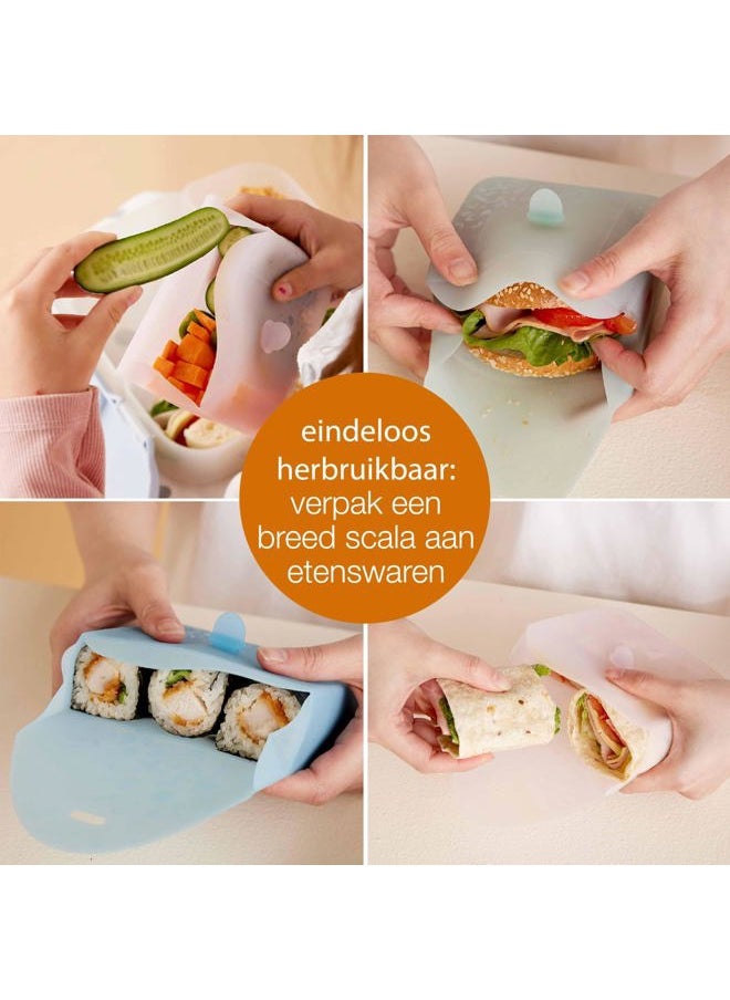 b.box NEW Silicone Sandwich Pocket | Reusable Silicone Pouch, Bento Box Divider | Fits in Lunch Box | Microwave, Freezer & Dishwasher Safe | Food Meal Prep Storage Container (Ages 3+, Forest)  - Image 4