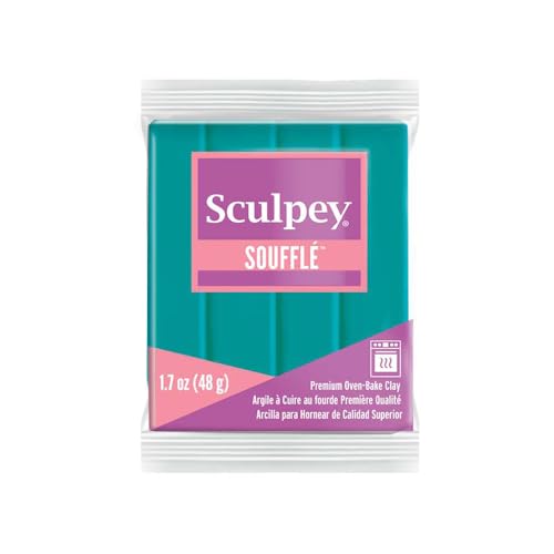 Polyform Sculpey Soufflé Polymer Oven-Bake Clay, Sea Glass Teal, Non Toxic, 1.7 oz. bar, Great for jewelry making, holiday, DIY, mixed media and more! Premium light-weight oven bake clay. - Image 2