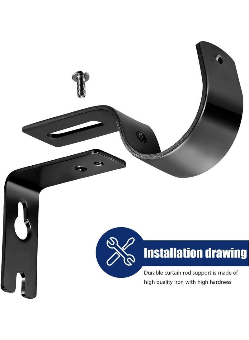 3 Pack Curtain Rod Brackets, General Adjustable Heavy Duty Drapery Rod Holders, Hardware Window Curtain Rod Support Hanger for 1 Inch Rod with Installation Screws, Durable and Anti-rust (Black) - Image 4
