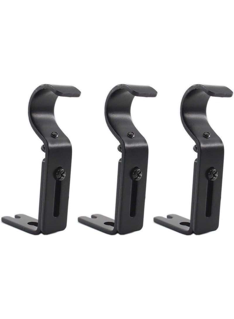 3 Pack Curtain Rod Brackets, General Adjustable Heavy Duty Drapery Rod Holders, Hardware Window Curtain Rod Support Hanger for 1 Inch Rod with Installation Screws, Durable and Anti-rust (Black) - Image 5