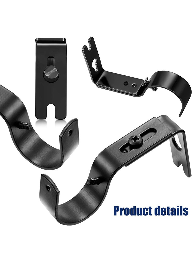 3 Pack Curtain Rod Brackets, General Adjustable Heavy Duty Drapery Rod Holders, Hardware Window Curtain Rod Support Hanger for 1 Inch Rod with Installation Screws, Durable and Anti-rust (Black) - Image 3