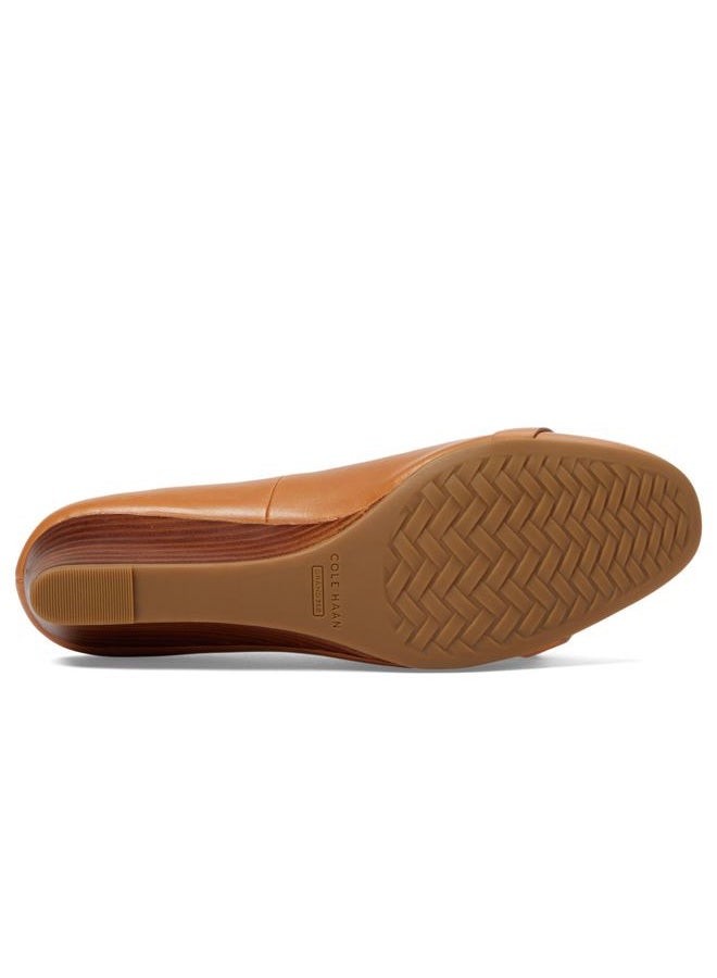 COLE HAAN Women's Malta Wedge Pumps, Pecan Leather/Natural, 9 - Image 4