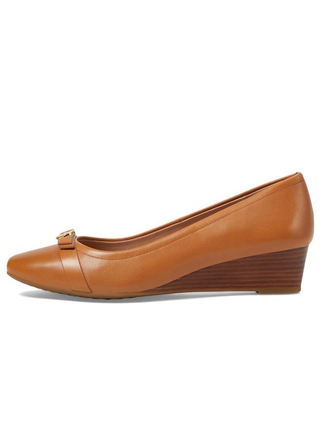 COLE HAAN Women's Malta Wedge Pumps, Pecan Leather/Natural, 9 - Image 5