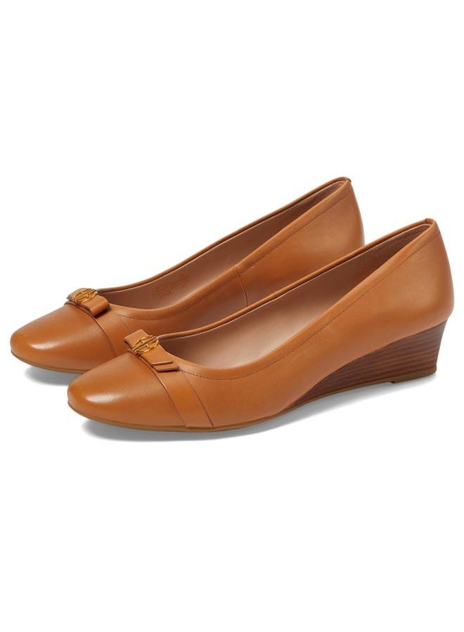 COLE HAAN Women's Malta Wedge Pumps, Pecan Leather/Natural, 9 - Image 2