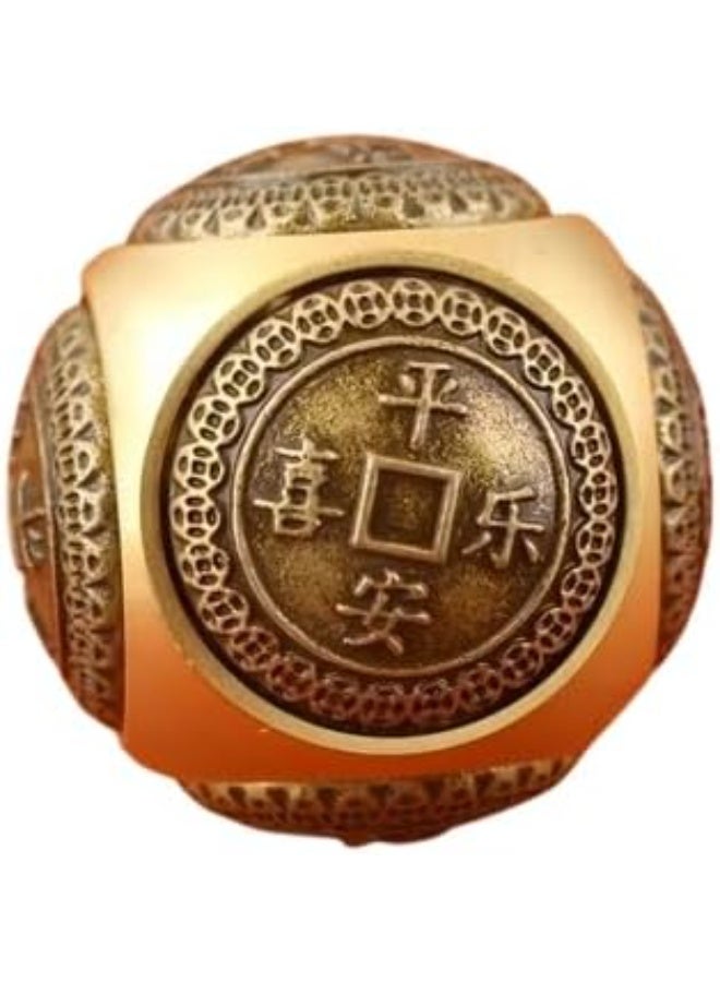 My soq store :Metal Feng Shui Wealth Ball Ornament - Lucky Office Desk Decor Charm 37mm - Image 1