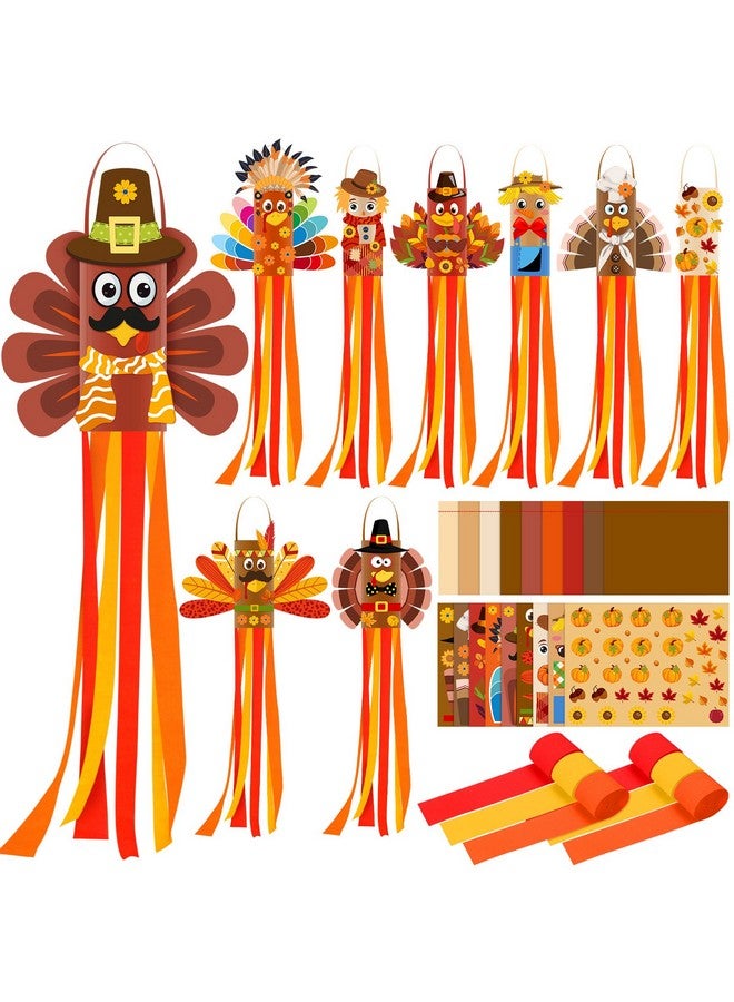 Pajean Pajean 27 Set Thanksgiving Turkey Windsock Decoration Paper Turkey Craft DIY Turkey windsock Flags Hanging Ornament and Streamers Fall Wind Socks Outdoor for Home Yard Garden Patio Lawn Party Decor - Image 1