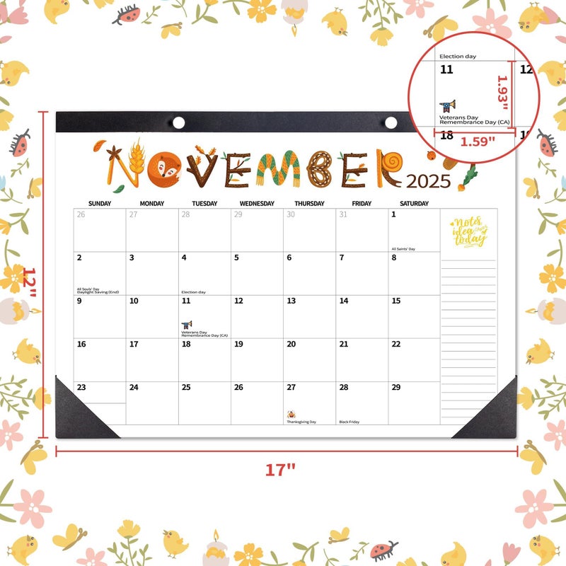 windrio 2026 Desk Calendar Wall Calendars, Large 17" x 12", November 2025 - December 2026 Monthly Planner Desktop, 12 Months Planning Organizing for Home, School, Office, Holiday, Background Doodle Letter - Image 3