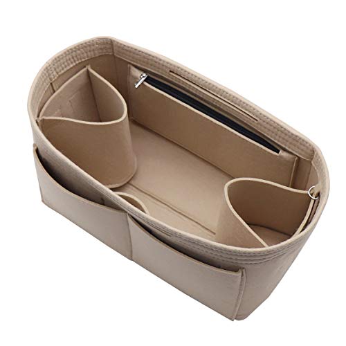LEXSION Felt Handbag Insert Organizer Bag In Bag with Two Removeable Holder 8020 Beige L - Image 1