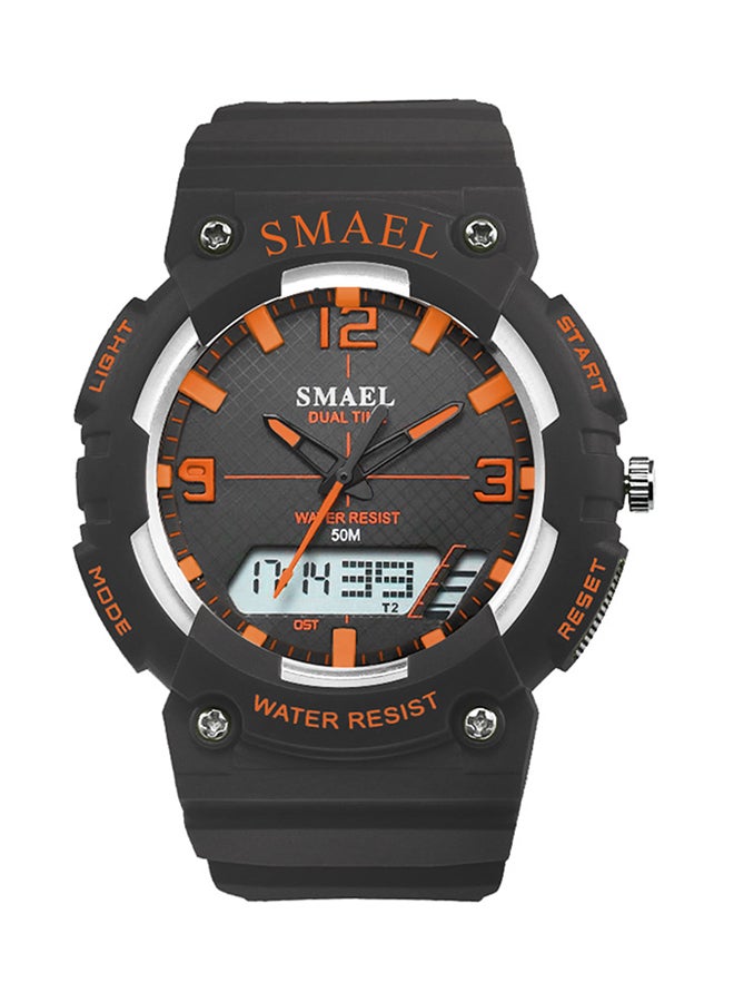 SMAEL Kids' Water Resistant Rubber Analog+Digital Watch Smael-46-BLA-ORA