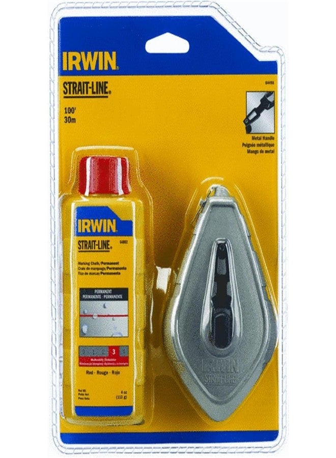 IRWIN Tools 64498 Strait-Line Aluminum Refillable Chalk Line Reel with 4-Ounce Chalk