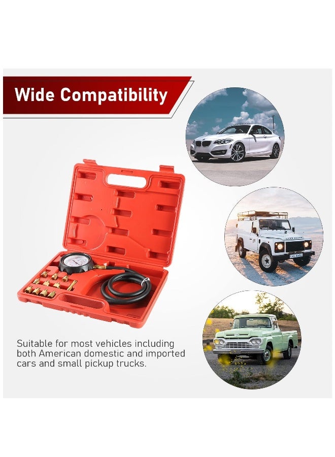 Oil Pressure Tester Kit and Engine Compression Transmission Fluid Diagnostic Tester Tool Kit, Automotive 500 PSI (35 Bar) Gauge with Hose and Adapters - Image 3