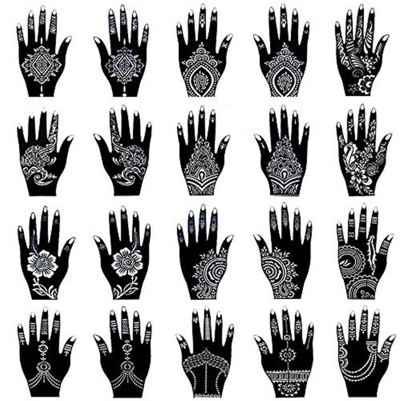 XMASIR XMASIR Henna Tattoo Stencil KitTemporary Tattoo Template Set of 20 Sheets Indian Arabian Tattoo Stickers Mehndi Stencils for Hand Body Art