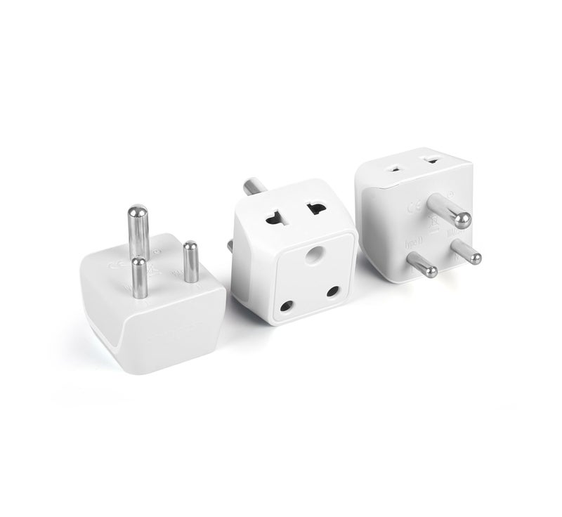 Ceptics 2 in 1 Plug Extension Socket, Type D Multiple Plug Socket, 3 Pin Multi Plug Socket - Dual Inputs for Computer, PC, Laptop, Phone - CE, RoHS, 3 Pack - Lifetime Limited Warranty - Image 1