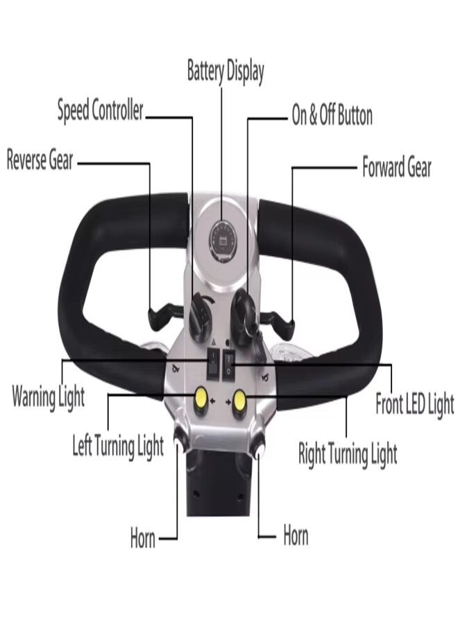SUNCART Luxury S-01 Foldable Scooter Electric 4 Wheel Mobility Scooter with Front Storage Basket, LED Head Light, Indicator Light & Break Light Electric Wheelchair - Black - Image 3