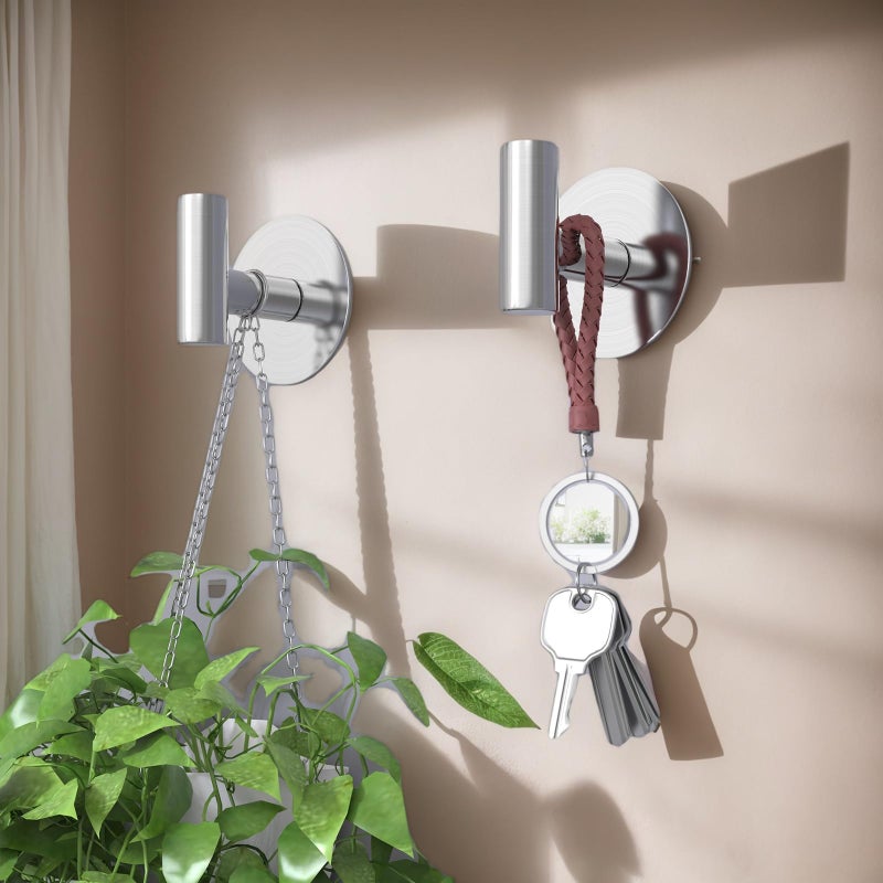 VINHOLD Heavy Duty Self-Adhesive Coat Hooks, Stainless Steel Towel Hooks for Bags, Towels, Robes, Hats, Aprons â€“ No Drill Bathroom, Kitchen, Hotel Wall Hooks (2 Pack, Silver) - Image 5