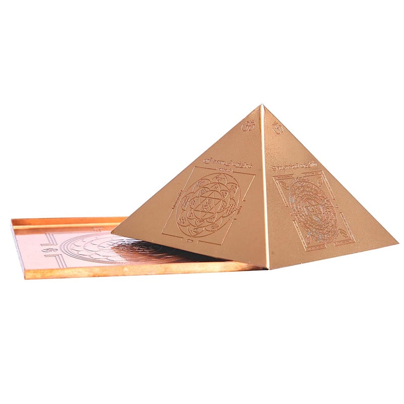 Anciently Copper Vastu Pyramid Yantra 4 X 27 Inches With Base Plate 5 Powerful Yantras Carved - Image 1