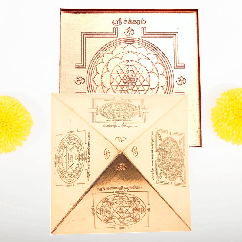 Anciently Copper Vastu Pyramid Yantra 4 X 27 Inches With Base Plate 5 Powerful Yantras Carved - Image 2