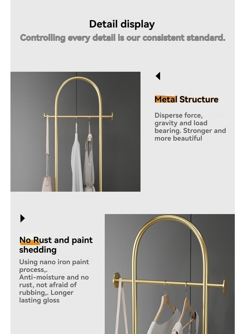 شو وو شماعة ملابس منزلية من الرخام قطعة واحدة، شماعة ملابس بسيطة لغرفة النوم، رف ملابس معلق، شماعة معاطف، رف تخزين ملابس معلق، يمكن تعليق الملابس والقبعات والأوشحة وتنظيم الأحذية، رف معاطف ذهبي - Image 2