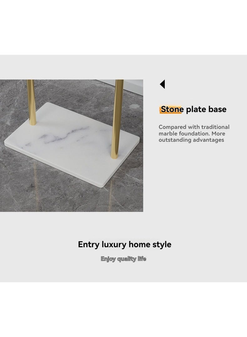 شو وو شماعة ملابس منزلية من الرخام قطعة واحدة، شماعة ملابس بسيطة لغرفة النوم، رف ملابس معلق، شماعة معاطف، رف تخزين ملابس معلق، يمكن تعليق الملابس والقبعات والأوشحة وتنظيم الأحذية، رف معاطف ذهبي - Image 3