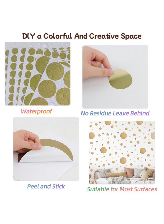 Sinekong 1240Pcs Polka Dot Wall Decals Gold Wall Decal Peel and Stick Kids Decals Removable Round Circle Rainbow Stickers for Playroom Nursery Classroom Bedroom Decor(Gold) - Image 3