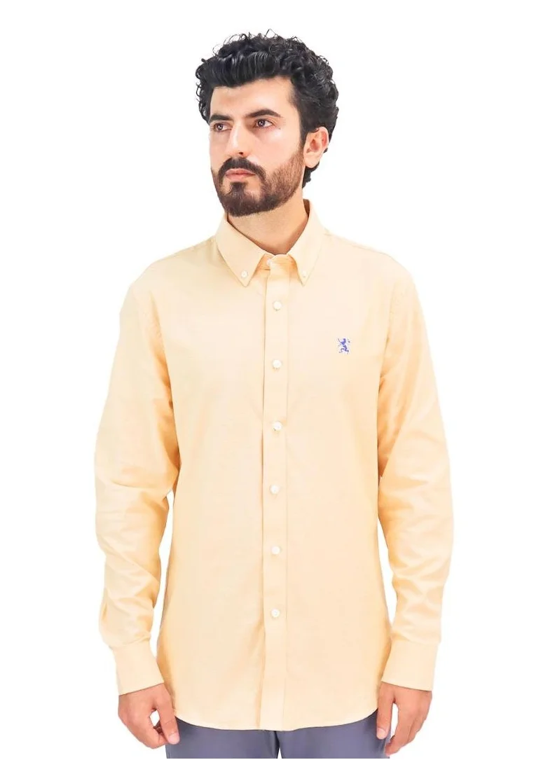 جيوردانو Men's Lion Oxford Shirt - Yellow