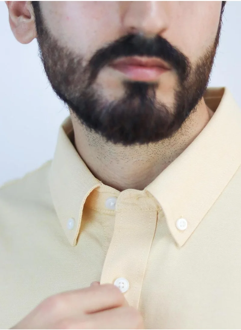 جيوردانو Men's Lion Oxford Shirt - Yellow