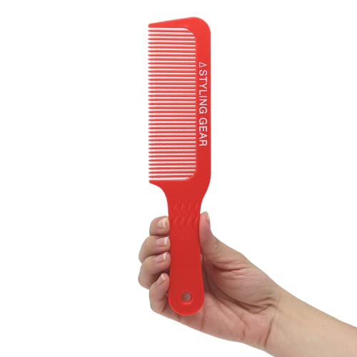 Styling Gear 404 Clipper 9 In. Wavy Tooth Flat Top Clipper Blending Comb Cutting Barber Hairstylist Combs Flexible 1 Pc. (Red) - Image 1