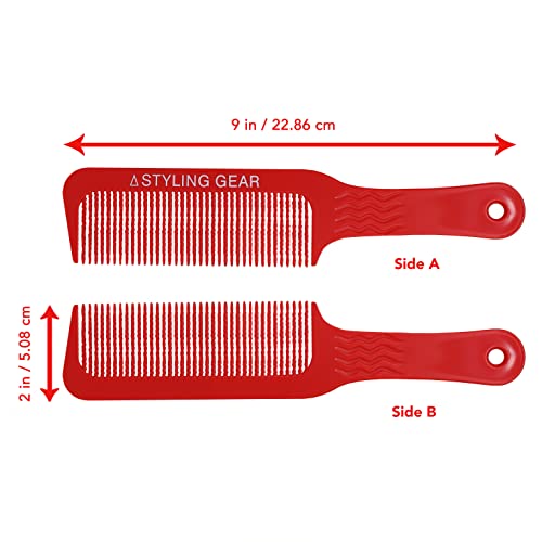 Styling Gear 404 Clipper 9 In. Wavy Tooth Flat Top Clipper Blending Comb Cutting Barber Hairstylist Combs Flexible 1 Pc. (Red) - Image 2