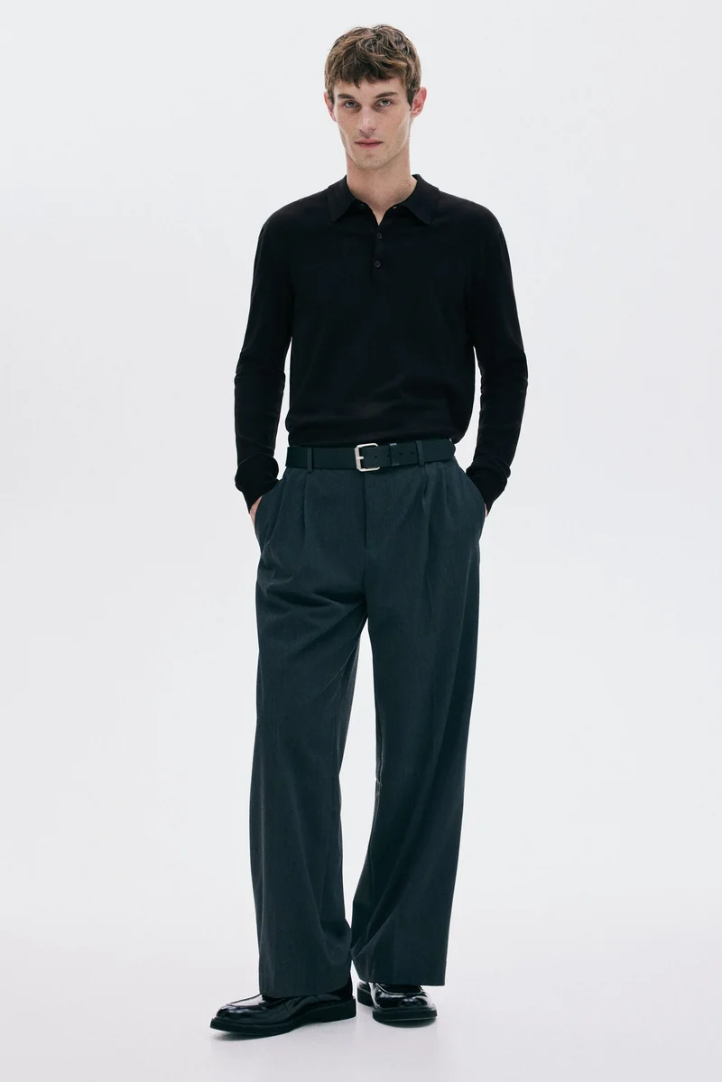 اتش اند ام تي-شيرت بولو محبوك ناعم بقصّة عادية