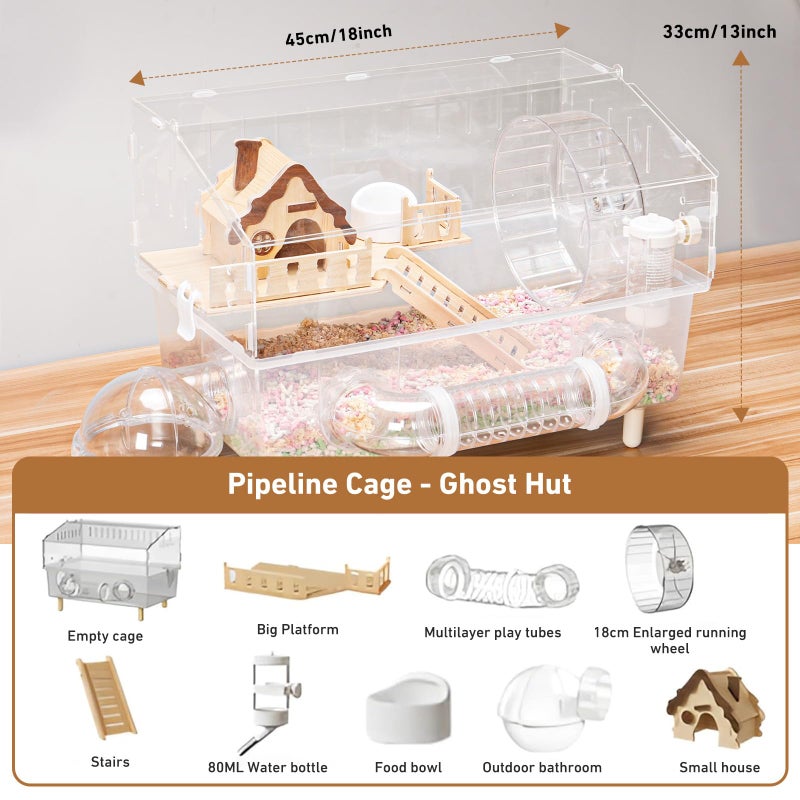 Aipawzz Hamster Cage 8 in 1 with All Accessories, Acrylic Hamster Cages with Full Transparent Viewing, Excellent Ventilation, Castle Habitat, Dwarf Hamster Cage Suitable for Gerbil, Mice, Other Small Animals - Image 3