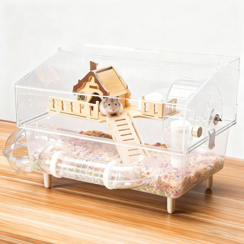 Aipawzz Hamster Cage 8 in 1 with All Accessories, Acrylic Hamster Cages with Full Transparent Viewing, Excellent Ventilation, Castle Habitat, Dwarf Hamster Cage Suitable for Gerbil, Mice, Other Small Animals - Image 1
