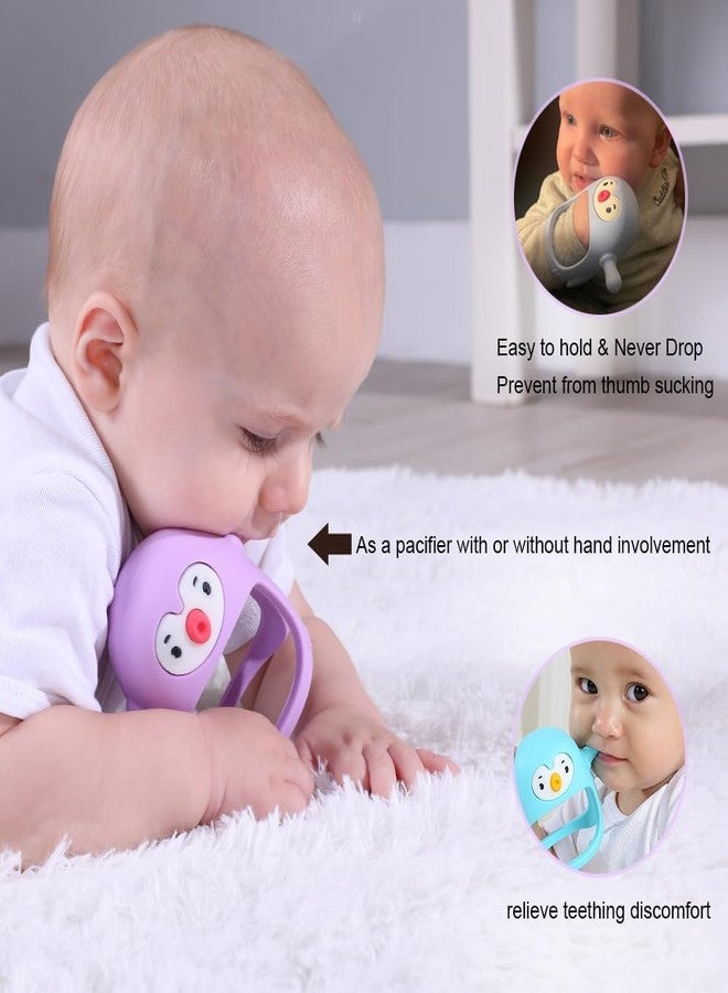 Onomie Baby Teething Toys for Babies 0-6 Months-Baby Teether,Anti-Drop Silicone Mitten Teething Toy for Soothing Sore Gums,Teething Pacifier,Baby Toys 6 to 12 Months-Ideal Travel Essentials for (Purple, Penguin) - Image 4