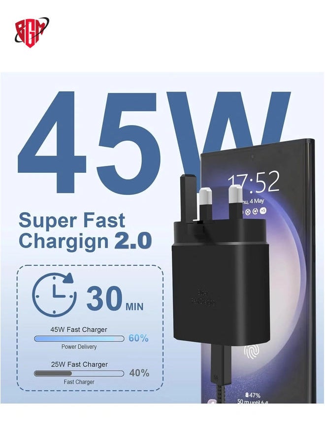 BGM - NEW 45W Super Fast USB-C Charger for Samsung Galaxy S24/S23 Series & Google Pixel 9 Includes 6.6ft 5A Type-C Cable - Image 1