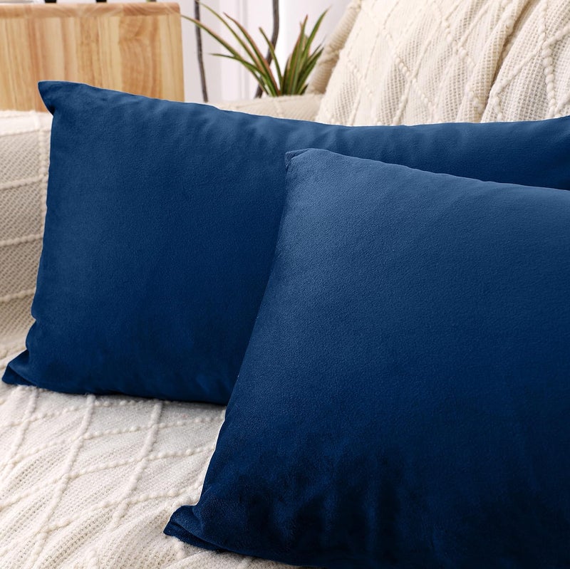 NiNi ALL Decorative Throw Pillow Covers Velvet 20x30 Inch Pack of 2 Dark Blue Cushion Covers Soft for Couch Sofa Bedroom Living Room Outdoor - Image 2